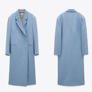 ZARA NWT LIMITED EDITION Wool Blend Coat Sky Blue Size XL REF: 2419/480